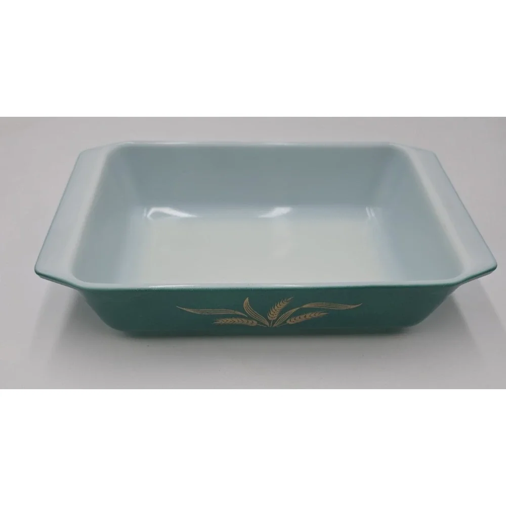 VTG Promotional Pyrex 2 Qt Green Wheat Space Saver Casserole Dish 575B Farmhouse